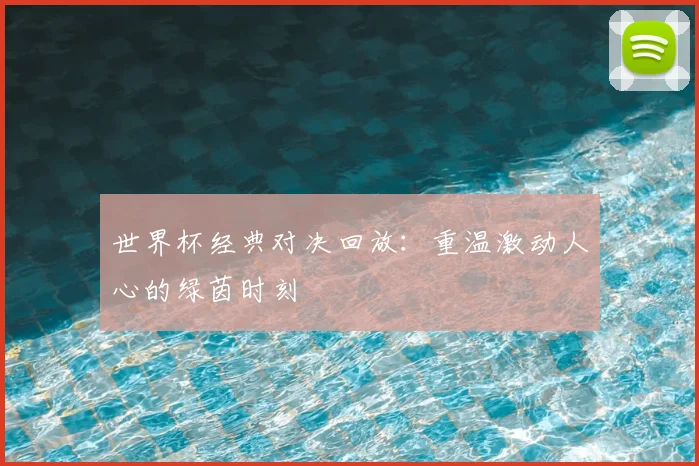 世界杯经典对决回放：重温激动人心的绿茵时刻